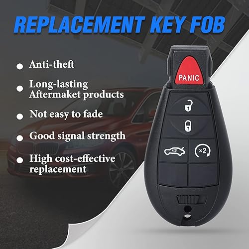 Miniatura 5 de Control remoto de entrada sin llave para Dodge Dart 2013 2014 2015 2016 433MHz ID46 chip (FCC ID:M3N32297100 P/N: 56046773) 4+1 botones