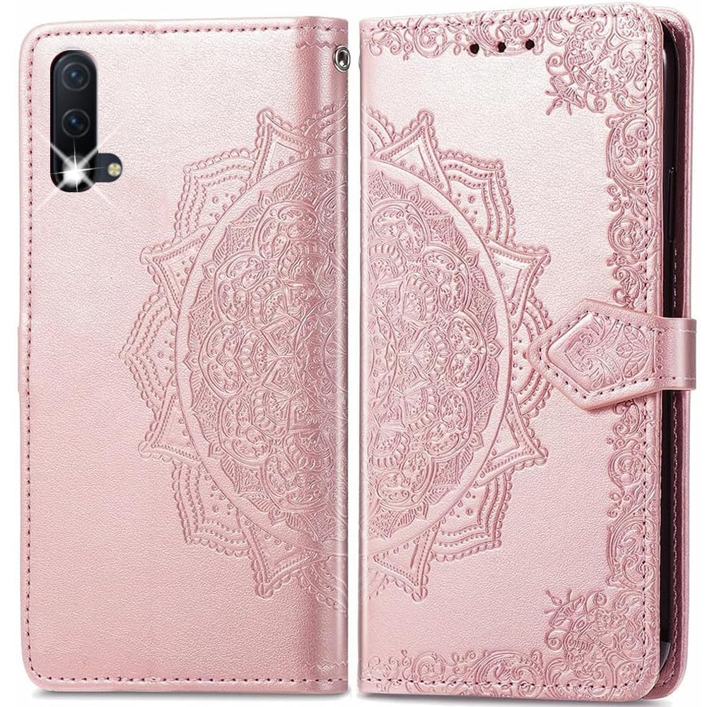 Custodia per telefono per OnePlus Nord CE 5G, custodia protettiva magnetica in pelle PU antiurto TPU bumper flip cover con porta carte per OnePlus Nord CE 5G, fiore bianco