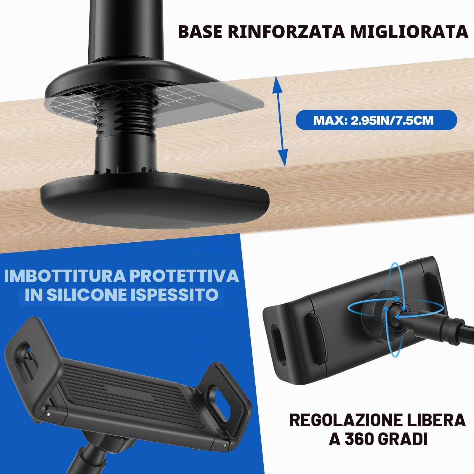 Supporto per Kindle a Collo di Cigno con Telecomando Gira Pagine per Leggere a Letto, Supporto da Scrivania per Tablet, Braccio Lungo Flessibile per Tablet, iPhone e Accessori Kindle