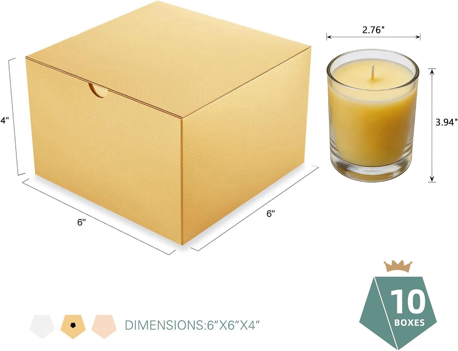 PACKQUEEN 10 Gold Gift Boxes 6x6x4 Inches, Small Gift Boxes Bulks with Lids image 5
