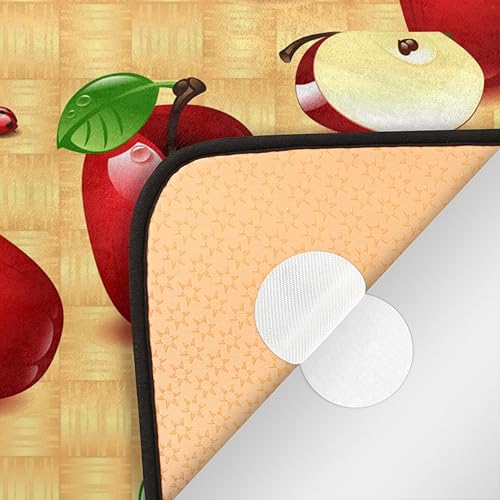 Miniatura 8 de Tapetes de mariquita de manzanas para el suelo de la cocina, alfombra antideslizante de color rojo dorado, alfombra de cocina absorbente, alfombra