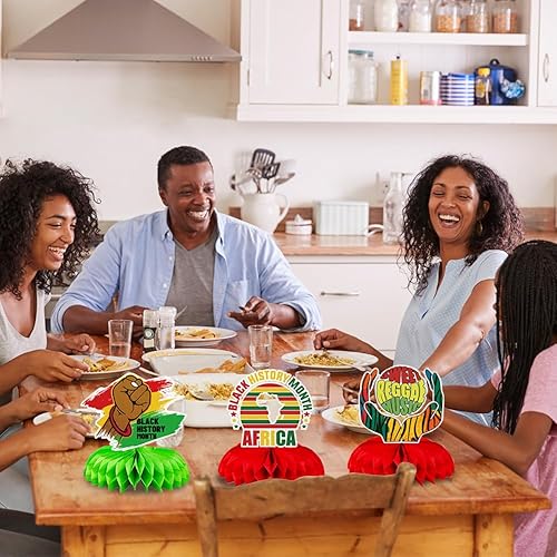 Miniatura 6 de Decoraciones de fiesta del mes de la historia negra, centros de mesa de nido de abeja, 8 piezas afroamericanas BHM Country Festival, historia negra,