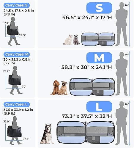 Miniatura 2 de Corralito para perros y gatos de 2 en 1, corralito emergente de 58'' para gatos y cachorros para interiorexterior, corralito para gatos y perros,