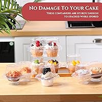 Vista 6 de Tanlade 100 cajas de 2 cavidades para cupcakes, 200 tazas para hornear, 2 compartimentos, recipientes de plástico transparentes apilables