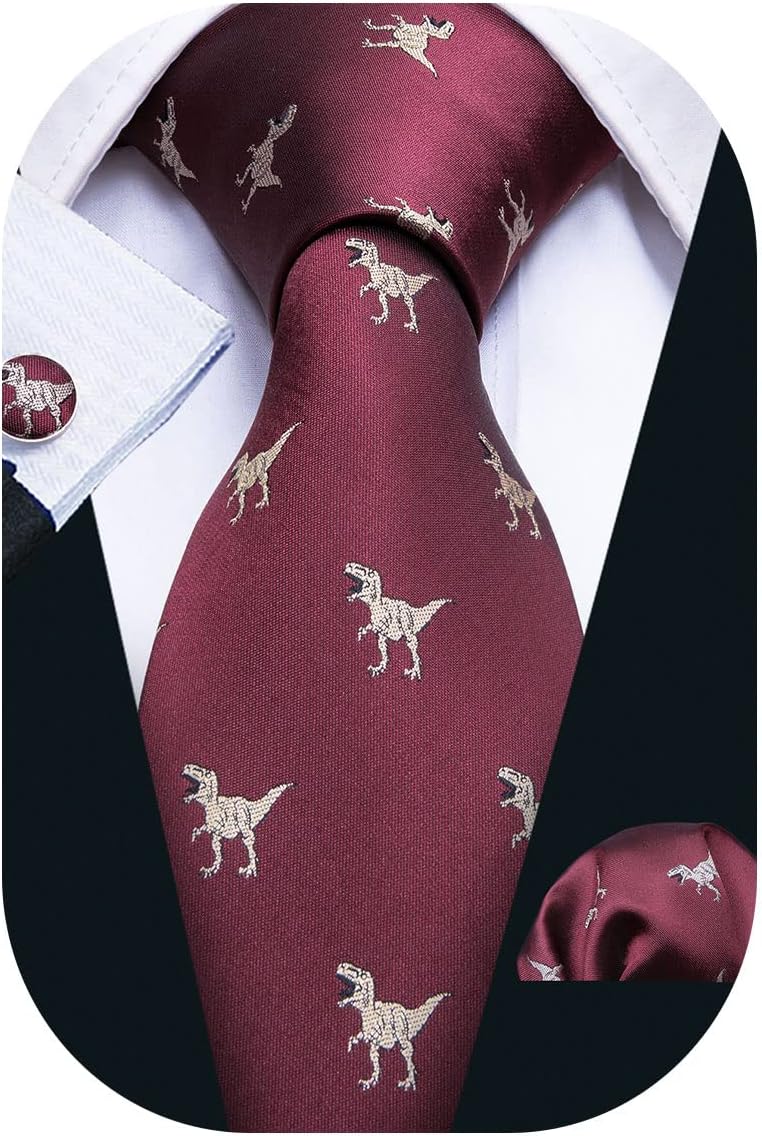 Barry.Wang Men Ties Silk Paisley Necktie Set Handkerchief Cufflinks Wedding Party