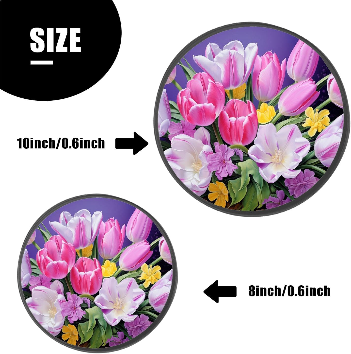 Light Red and Yellow Flowers Purple Flowerss Daffodils Creative Set of 4 Stove Burner Covers - Premium Round Electric Stove Range Protectors,8 IN & 10 IN