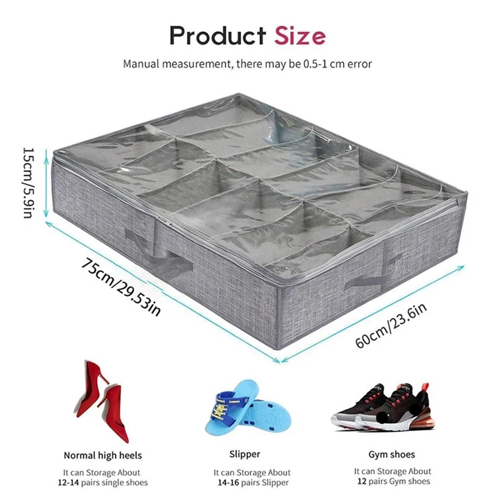 Organizzatore Di Scarpe Sotto Il Letto Organizzatore for riporre le scarpe sotto il letto, può ospitare da 12 a 16 paia di scarpe, con finestra trasparente, traspirante, pieghevole Per Risparmiare Spa