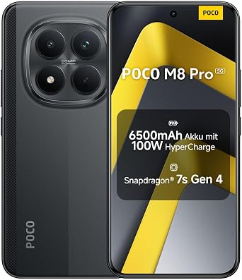 XIAOMI Poco M8 Pro 5G Smartphone 12+512GB 50MP Camera Black 6.83 inch 1.5K CrystalRes AMOLED Snapdragon 7s Gen 4 50MP Light Fusion 800 with OIS IP68 mobile phone with Android