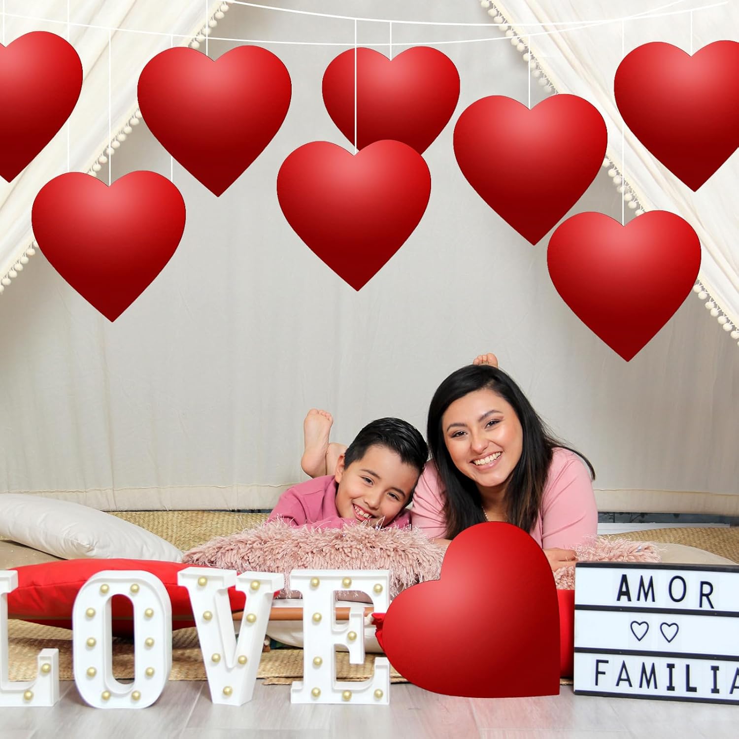 Ctosree 100 Pcs 12 Inch Large Heart Paper Cutouts Valentine's Day Red Paper Hearts Classroom Bulletin Board Decoration for Kids Love and Peace School Craft Projects Valentine's Day Craft