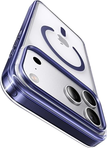 for iPhone 17 Pro Max Case Clear with Pearl Strap, Deep Blue