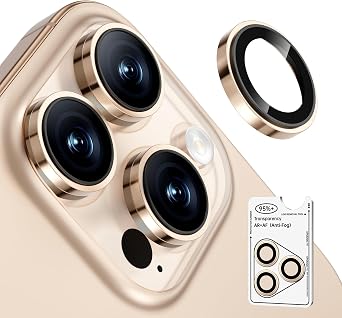 2 Pack Camera Lens Protector for iPhone 17 Pro Max/17 Pro/16 Pro Max/16 Pro/15 Pro Max/15 Pro/14 Pro Max/14 Pro [11 Invisible Fit & Ultra Clarity] Military Grade Glass & Metal Camera Cover, Gold