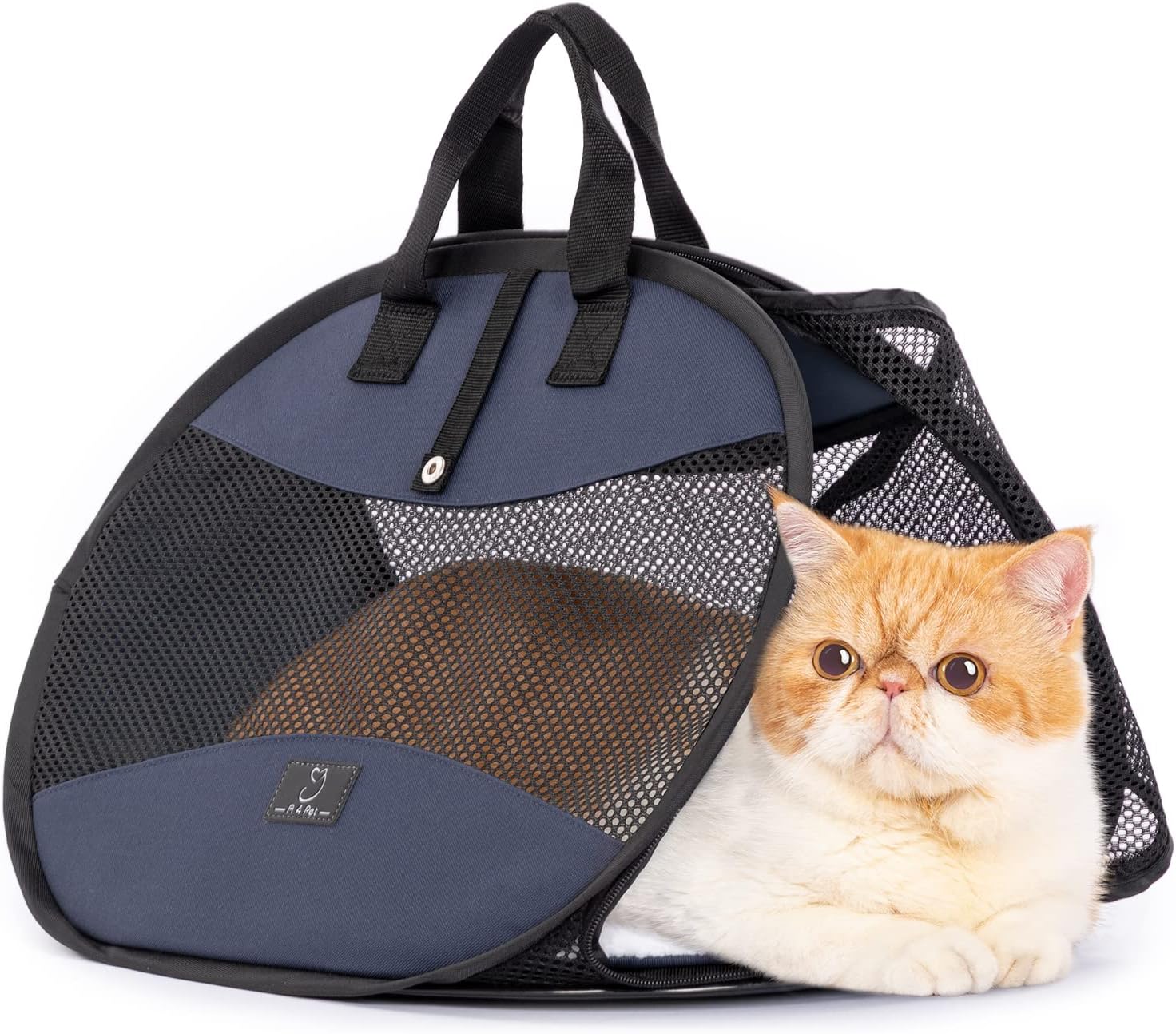 A4Pet Soft Cat Carrier Airline Approved, Collapsible Cat Carrier Bag with Zipper Lock and Breathable Mesh Openings for Car, Indoor & Outdoor Travel Use