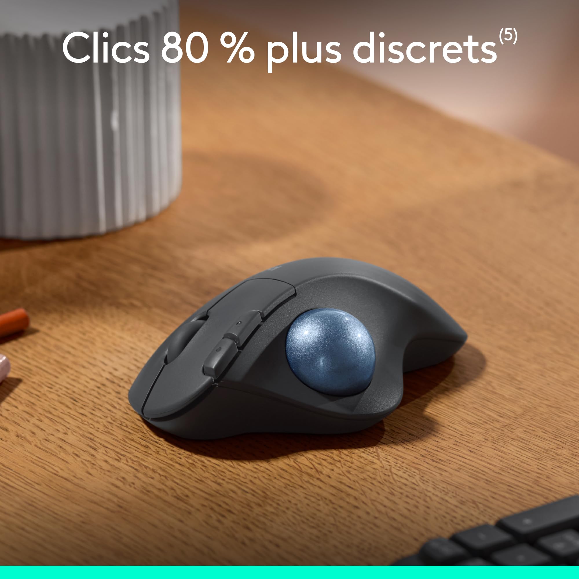 Logitech Ergo M575S Souris trackball sans Fil, Souris Ergonomique sans Fil avec Bluetooth et dongle chiffré, contrôle Confortable par Le Pouce, Suivi précis et Fluide, pour PC/Mac - Graphite