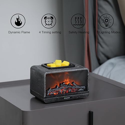 Miniatura 2 de MeplLivs Calentador eléctrico de cera con llama dinámica para chimenea, placa calefactora PTC, quemador de cera monocromática, calentador de cera