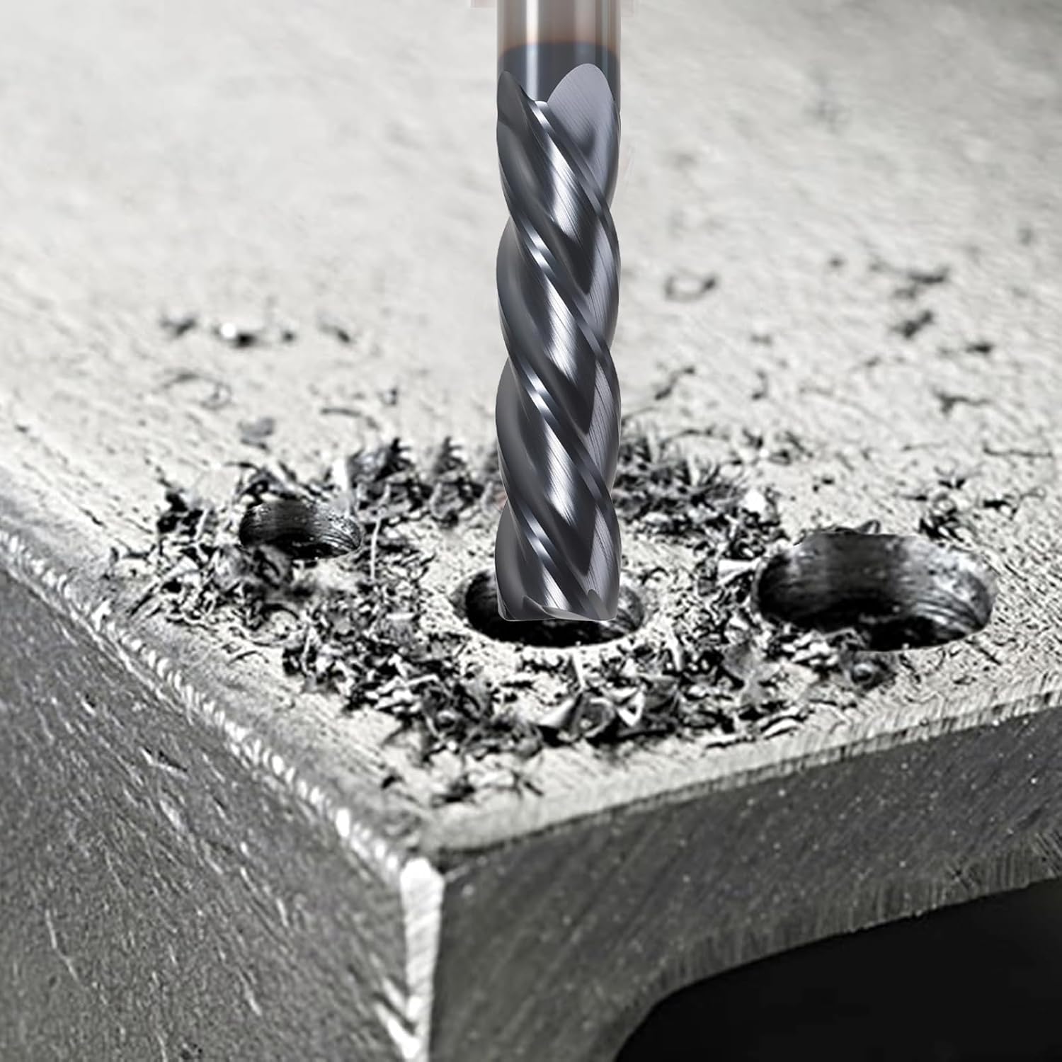 3/4" Carbide Square End Mill 4 Flute, AlTiN Coated, 3" Flute 6" OAL, 3300 HV, HRC55, for Stainless Steel, Cast Iron, Tool Steel, High Alloy Steel, High Speed & Feed