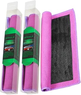 2PACK Clay Towel Auto Detailing, Fine Grade Clay Bar Towel for Auto Detailing, Removes Overspray & Contaminants from Car Paint, Glass, Enhance Gloss, DIY Detail Products (12"x12", Purple)