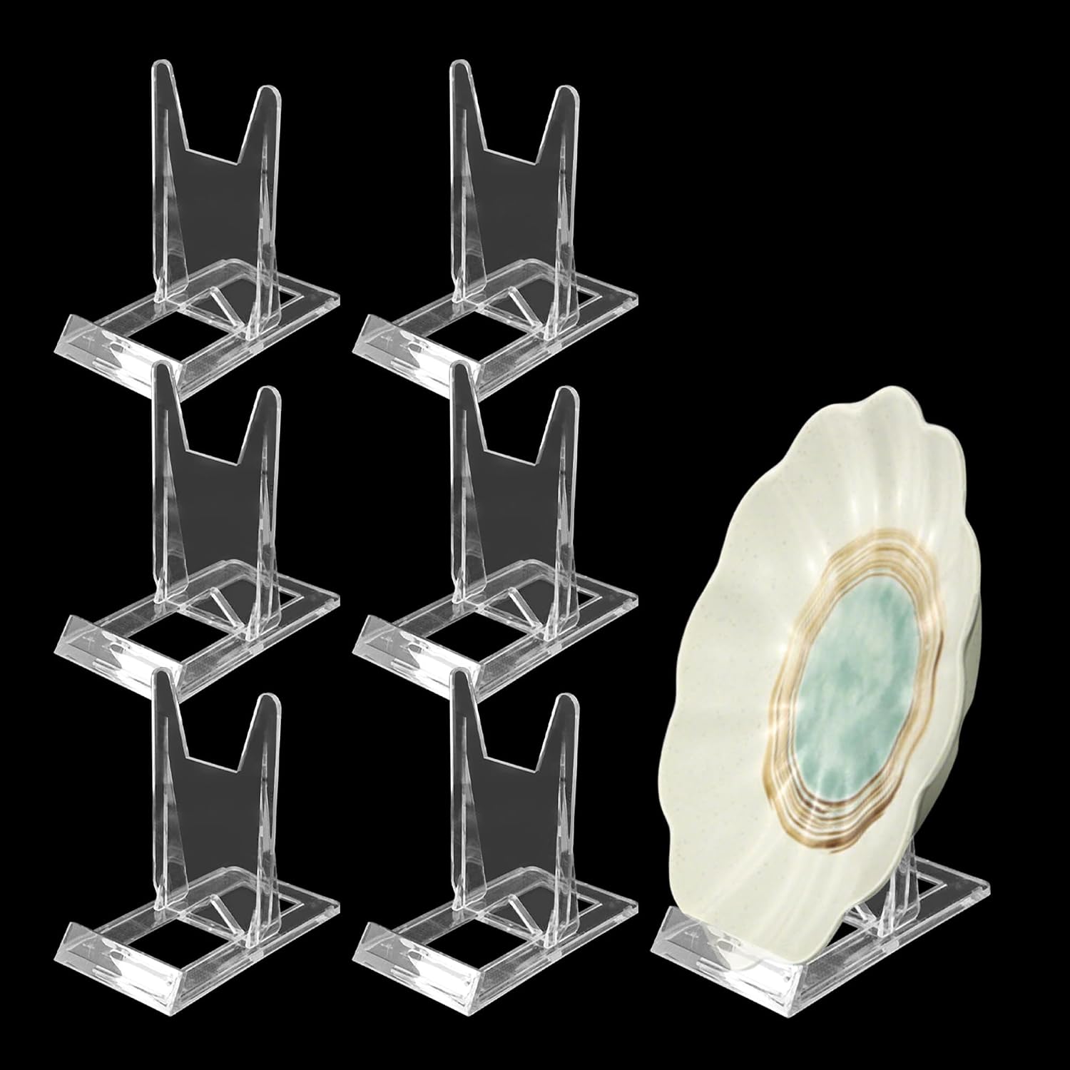 6PCS Acrylic Display Stand, Clear Book Holder Easel with Adjustable Angle, Collection Display Stands for Photos, Cards, Comic Books, CD Albums, Magazines