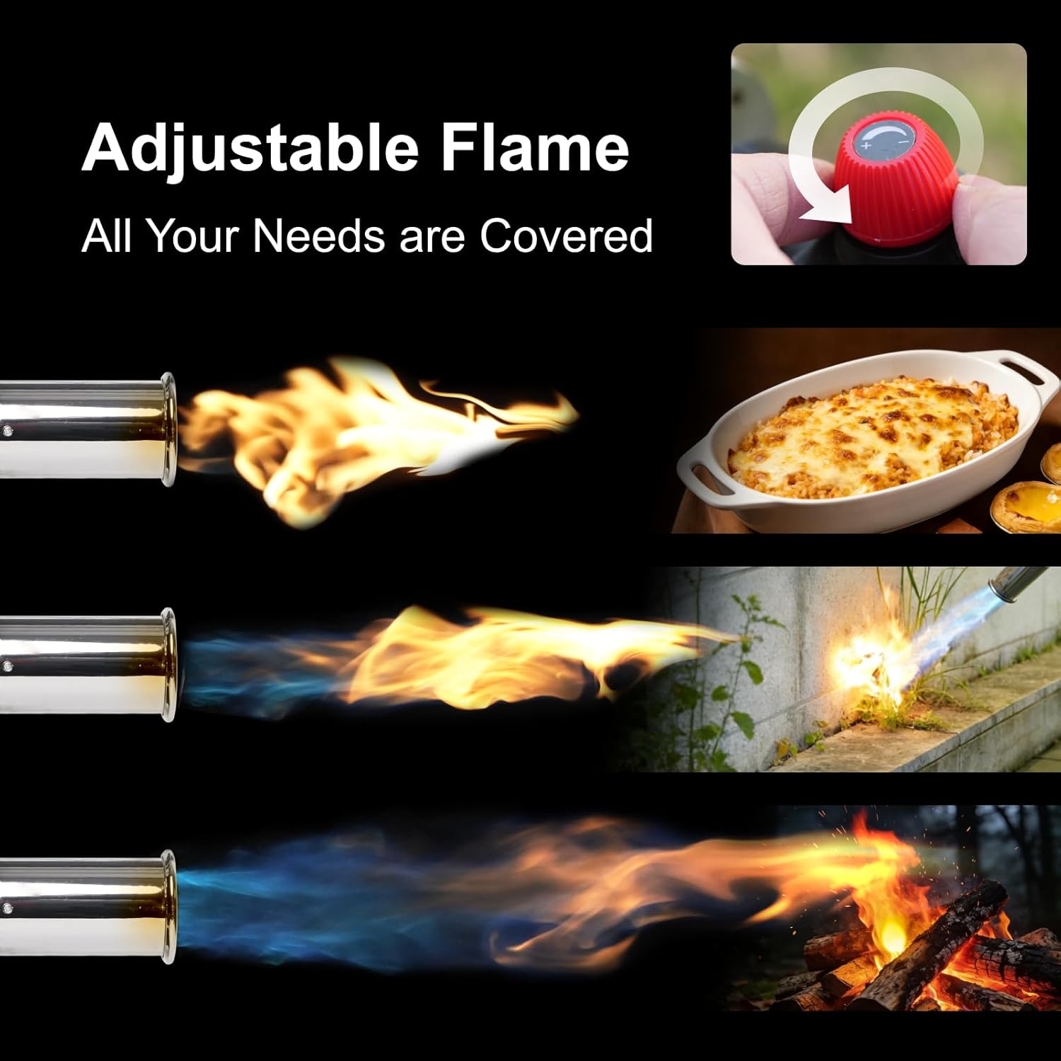 Heavy Duty Propane Torch 3272°F - Professional Multi-Use Torch with Adjustable Flame for Culinary, BBQ, Camping & Weed Burning (Tank Not Included)