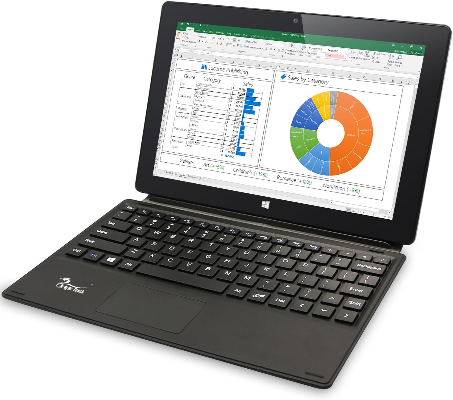 Dragon Touch i10X 10.1 inch 64 GB Windows 10 Tablet Intel Quad Core 2-in-1 Notebook IPS Screen with Detachable Keyboard