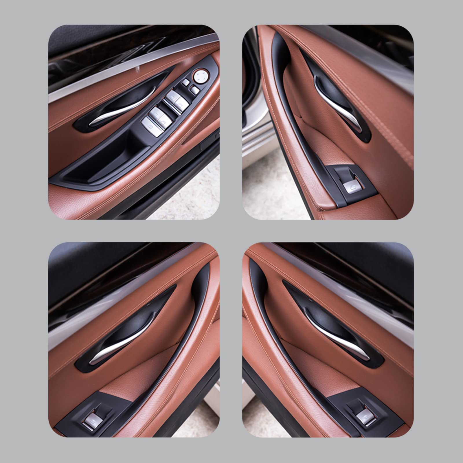Maniglie porta interna, set da 7 pezzi di maniglia f10 per maniglia laterale per porta BMW Serie 5, kit di sostituzione interruttore finestra per BMW 520 523 525 528 530 535(nero)