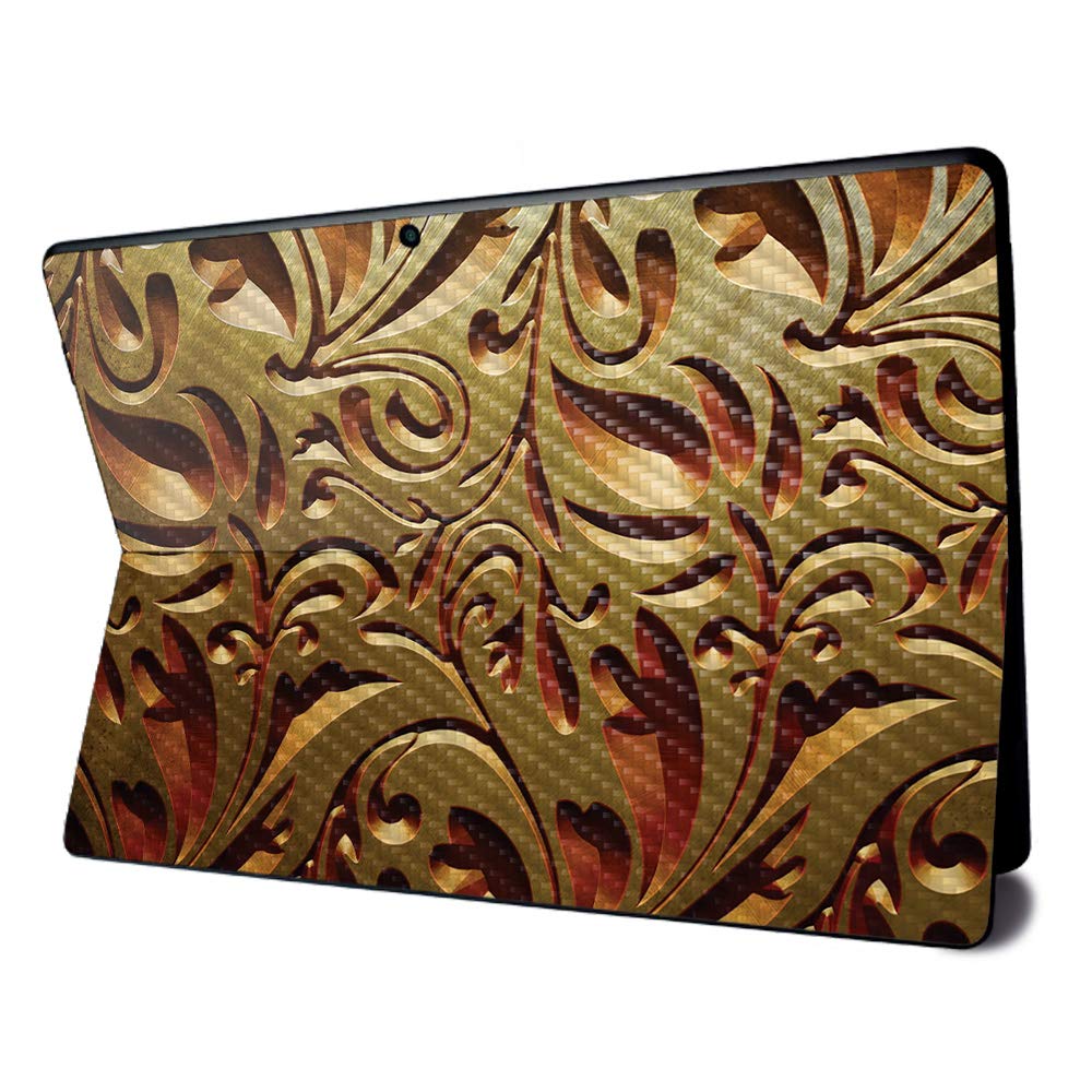 MightySkins Carbon Fiber Skin for Microsoft Surface Pro X - Mosaic Gold | Textured Carbon Fiber Finish | Easy to Apply, Remove, and Change Styles | Made in The USA