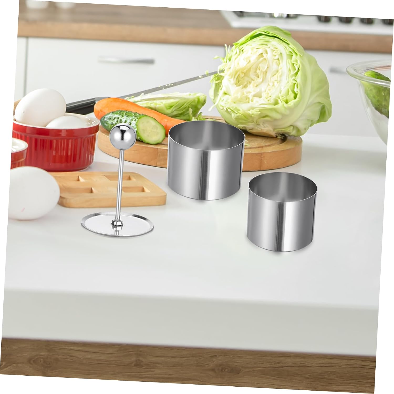 COLLBATH 3pcs Round Cold Dish Molds Stainless Steel Molds for Baking Cooking Moulds
