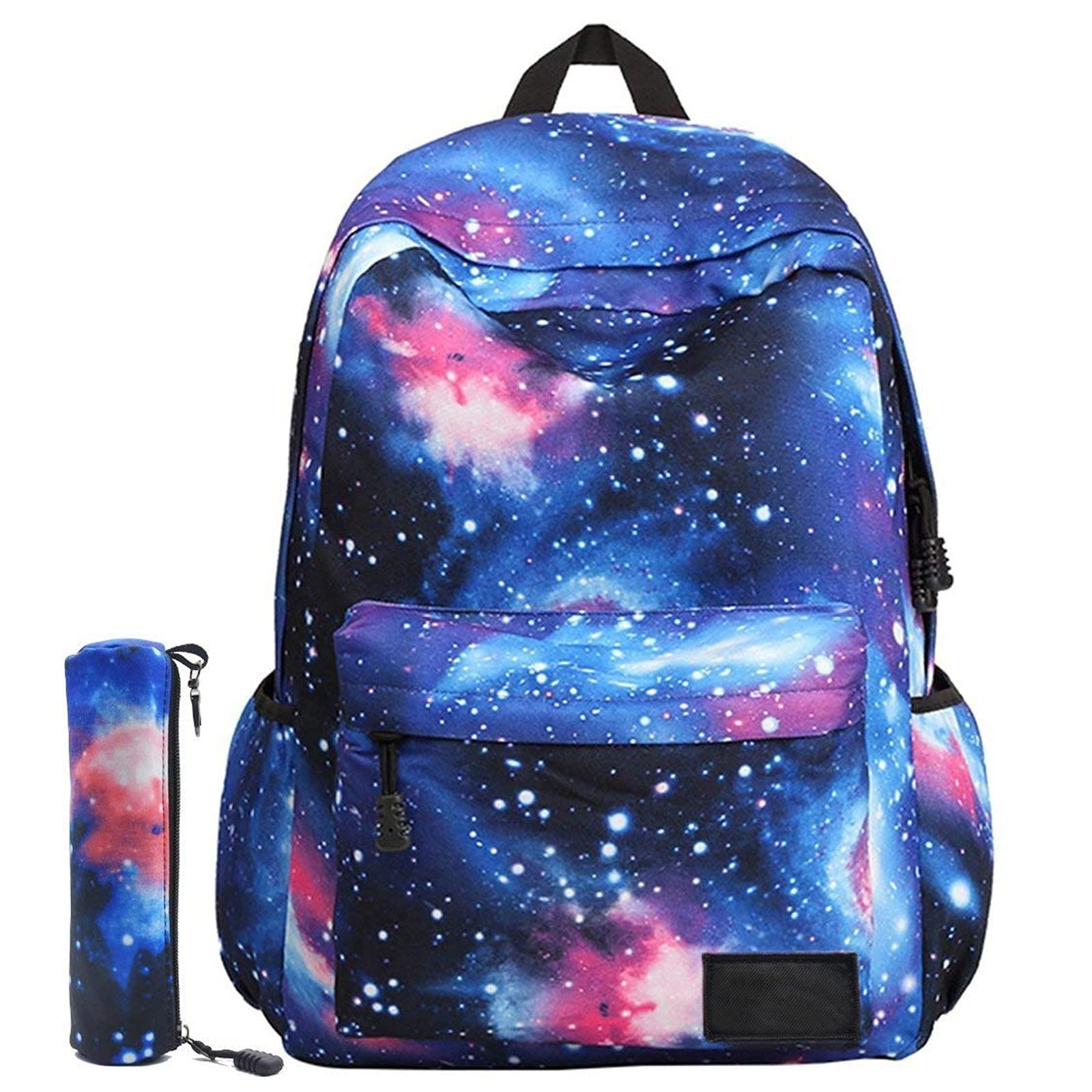 SAMITGalaxy School Backpack School Bag for Boys Girls Backpack Rucksack Bookbag with Pencil Case for Elementary School, Blue, Large, Galaxy