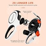 8m Retractable Dog Lead for Medium/Large Dogs up to 50kg, Strong Heavy Duty Extendable Dog Lead with Chew-Proof Cable, 360 Tangle Free, One Hand Brake Lock & Poo Bag Holder (Black/White)