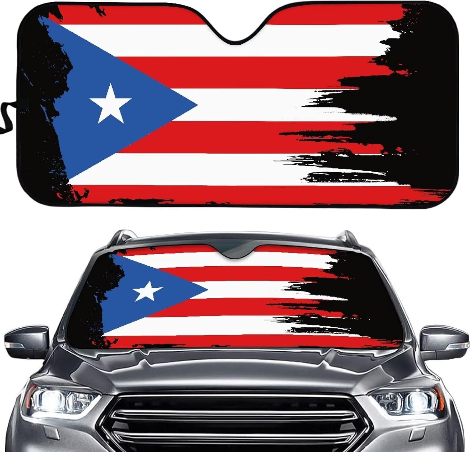 Amzbeauty Jamaican Black Print Enhanced Sun Protection Car Sunshade Blocker Keeps Interior Cool Quick Setup