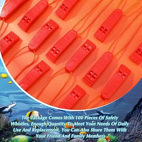 Miniatura 5 de 100 Piezas de Silbatos de Emergencia con Cordón Silbatos de Seguridad y Supervivencia Sonido Fuerte para Seguridad, Camping, Senderismo, Navegación