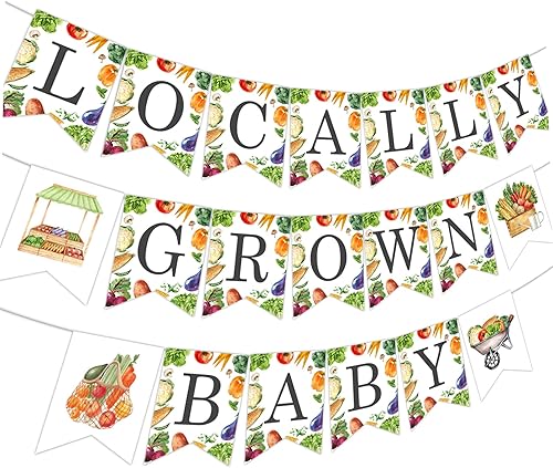 kreat4joy Cartel de baby shower cultivado localmente, pancarta de decoración de baby shower de verduras y frutas, decoración de baby shower del