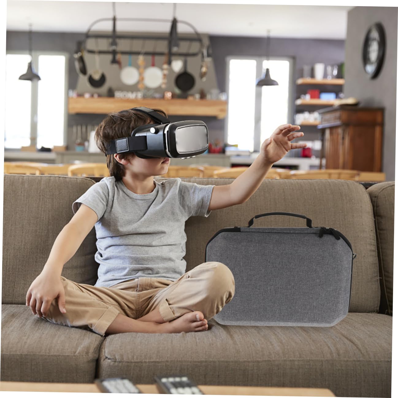 jojofuny Estuche de Transporte para 2 Gafas de Realidad Virtual Caja Protectora de Eva Cremallera Almacenamiento Compacto Fácil de Transportar