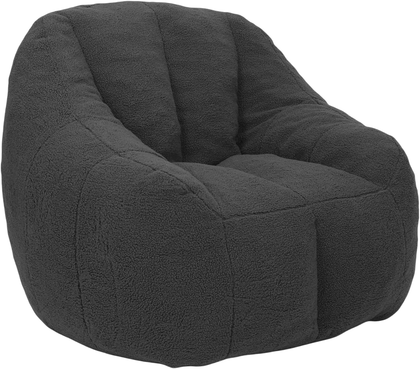MINCETA Bean Bag Chair for Adults, Comfy Bean Bag Sofa with Armrest, Dark Gray BeanBag Chair with Back Support for Living Room, Bedroom