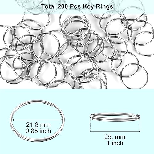 Miniatura 2 de 100 llaveros a granel, llaveros divididos, llaveros y manualidades de 1 pulgada (0.984 in)