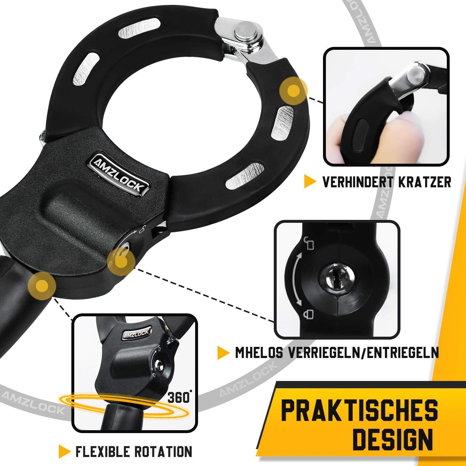 Lucchetto a Catena Antifurto, Lucchetto per Scooter con Borsa Impermeabile e Chiave, Accessori Monopattino Elettrico, Serrature a Manetta per Scooter, Mountain Bike, Moto, Carrelli