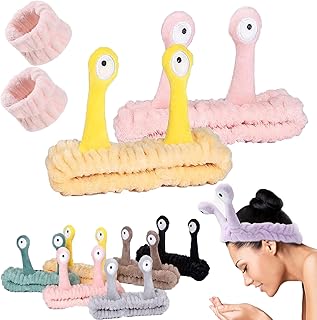 TYGHBN Snail Makeup Headband, Snail Headband, Snail Skincare Headband, Snail Headband for Washing Face, Snail Eyes Makeup Headband for Girls Women (2PCS-E)