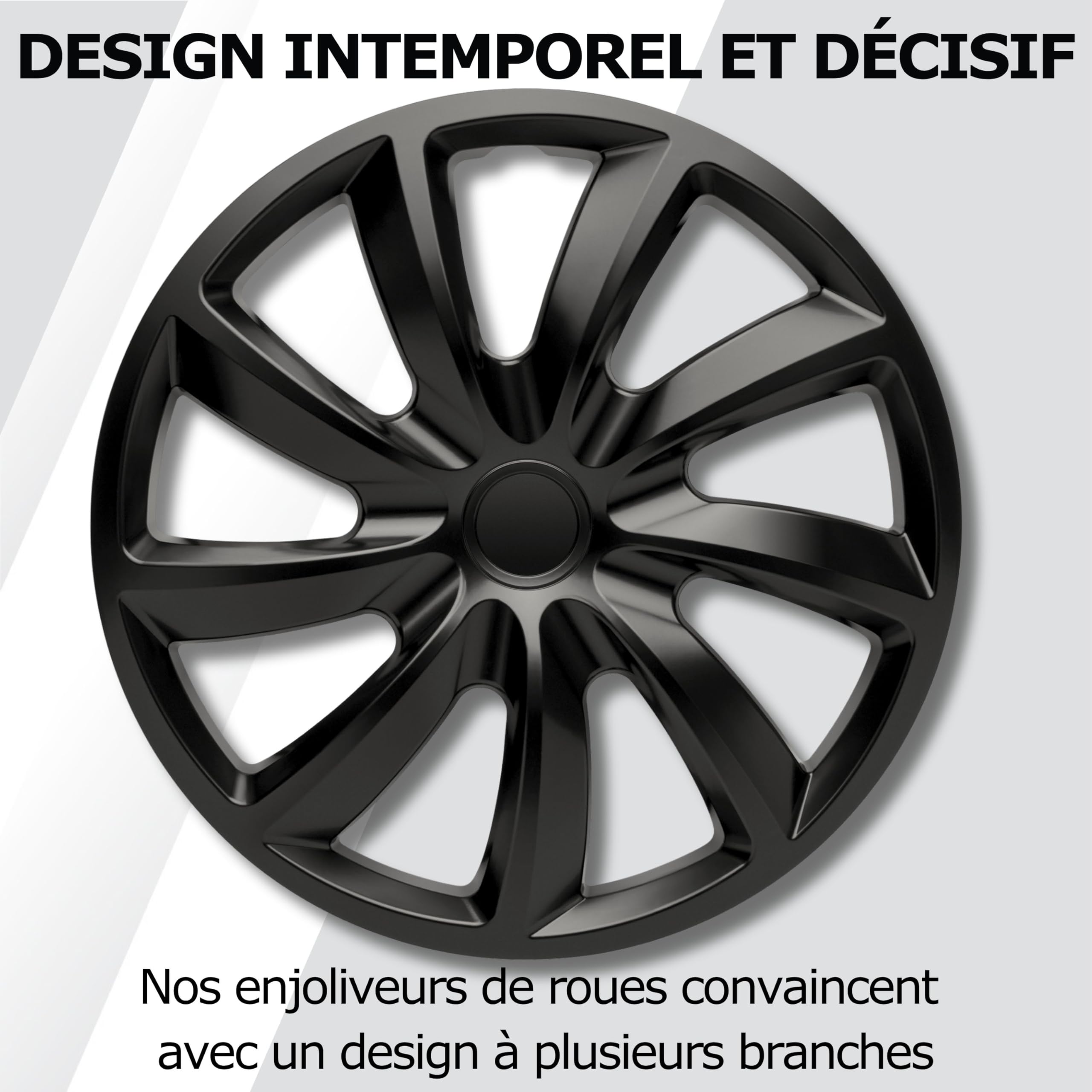 Enjoliveurs de Roue 16 Pouces Noir Jeu de 4 Aqua pour Jantes Acier | Cache-roue & couvre-jante, résistant à la corrosion et aux intempéries, pose facile par clip, pour la plupart des voitures