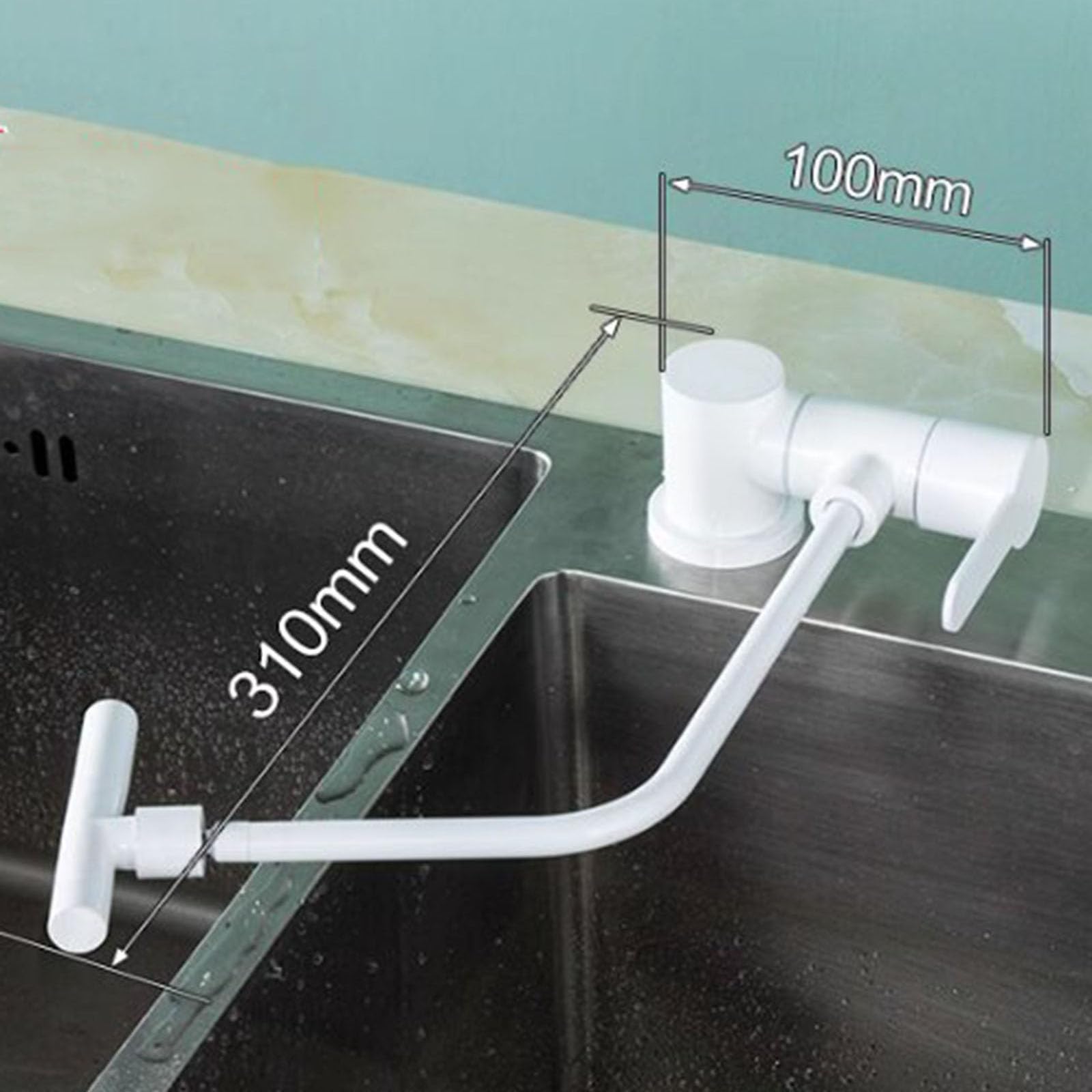 Grifo de Cocina único con rotación de 360°, diseño Compacto bajo Ventana, de Acero Inoxidable, con ósmosis inversa de 1/4", Ideal para Agua Potable.