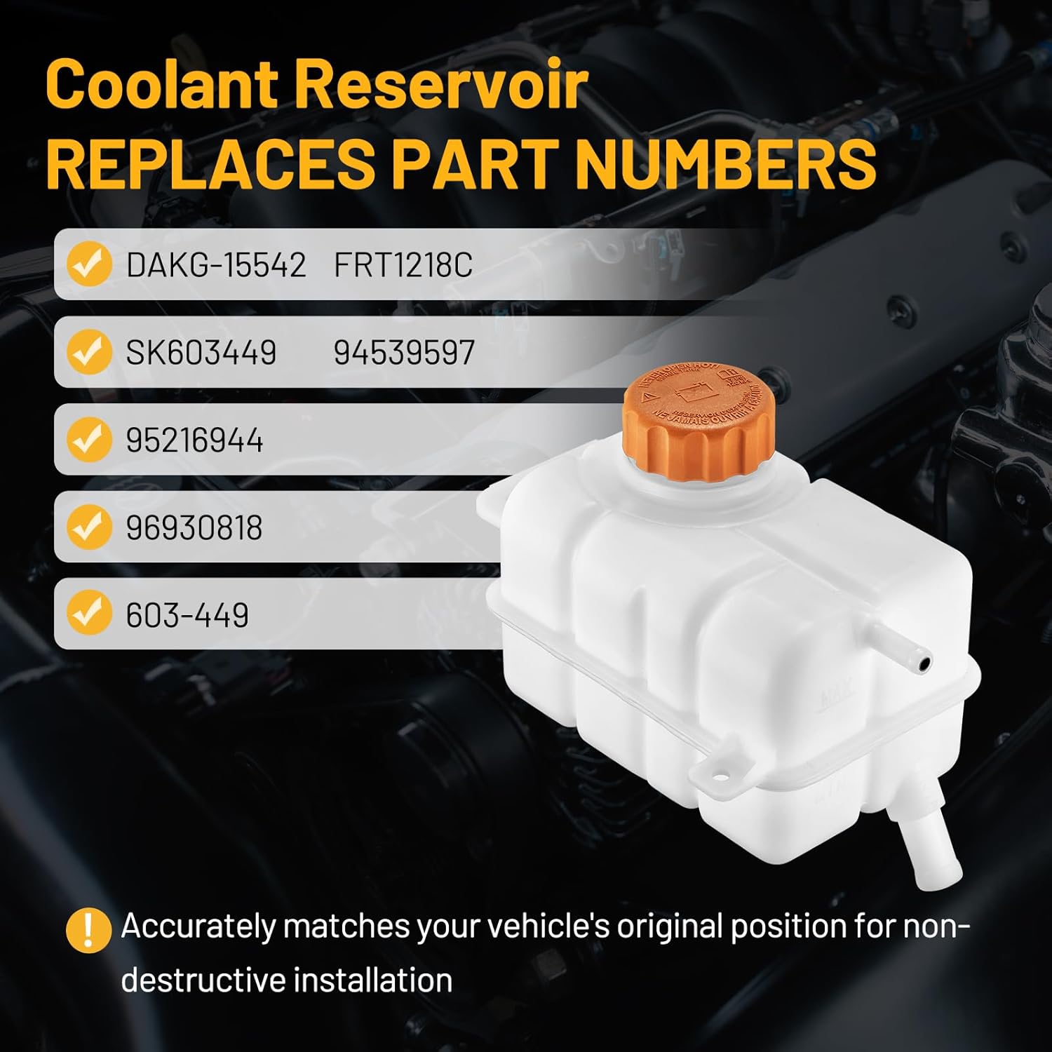 Engine Coolant Reservoir Overflow Tank 603-449 Compatible with Chevy Aveo Aveo5 Compatible with Pontiac Wave G3 Wave Compatible with Suzuki Swift+ Replace 96930818 95216944 FRT1218C SK603449