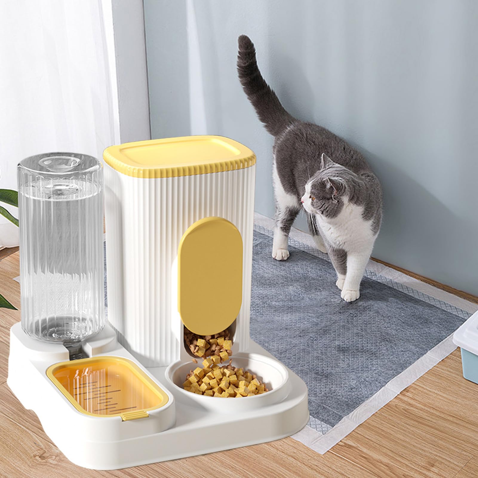 Alimentatore automatico per gatti, forniture per animali domestici | ampia capacità a secco per alimenti, rimovibile con per animali, 10,83 x 10,71 x 10,24 pollici