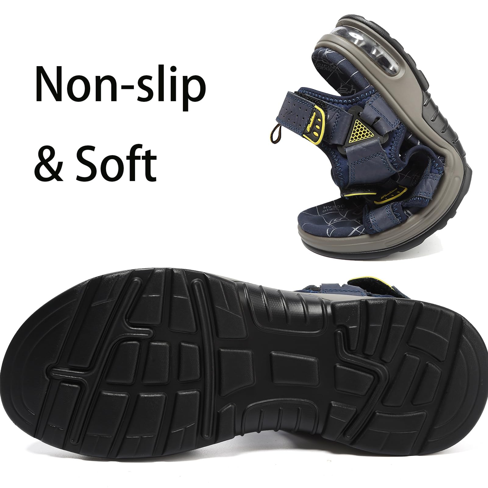 Lvptsh Sandali Sportivi Uomo Cuoio Estivi Trekking Sandali da Mare All'aperto Spiaggia Pescatore Antiscivolo