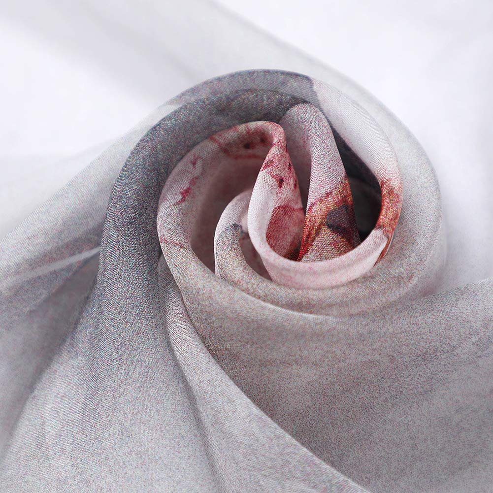 STORY OF SHANGHAI Sciarpa di 100% Seta da Donna Foulard Chiffon con Fantasie Orientale Semi-Trasparente