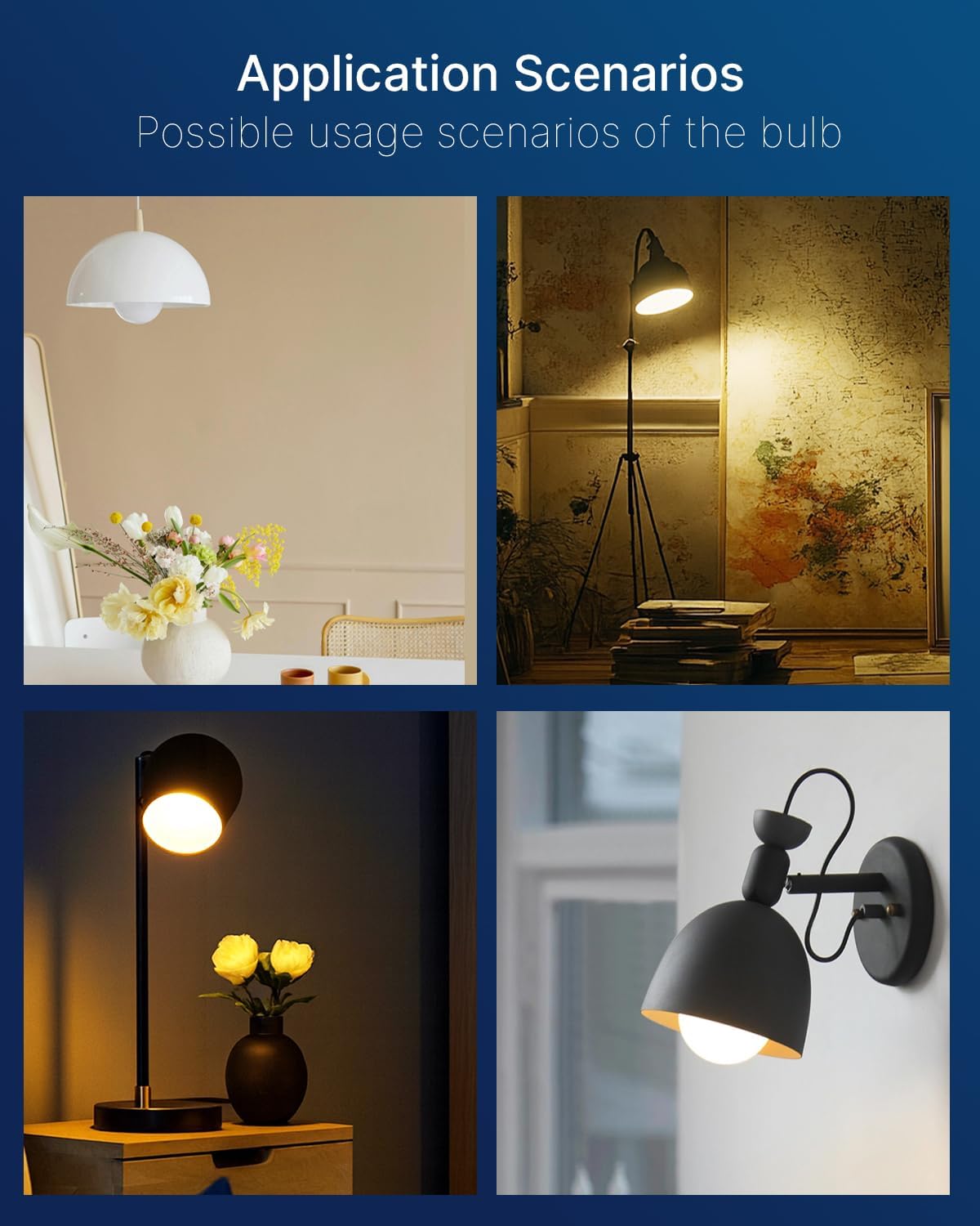 FLSNT A19 Dimmable LED Light Bulb, 9W (60W Equivalent), 5 Color Temperature Selectable (2700K-6500K), 810 Lumens, CRI90, 5CCT, Indoor and Outdoor, Perfect for Lamps and Home Lighting（4 Pack）