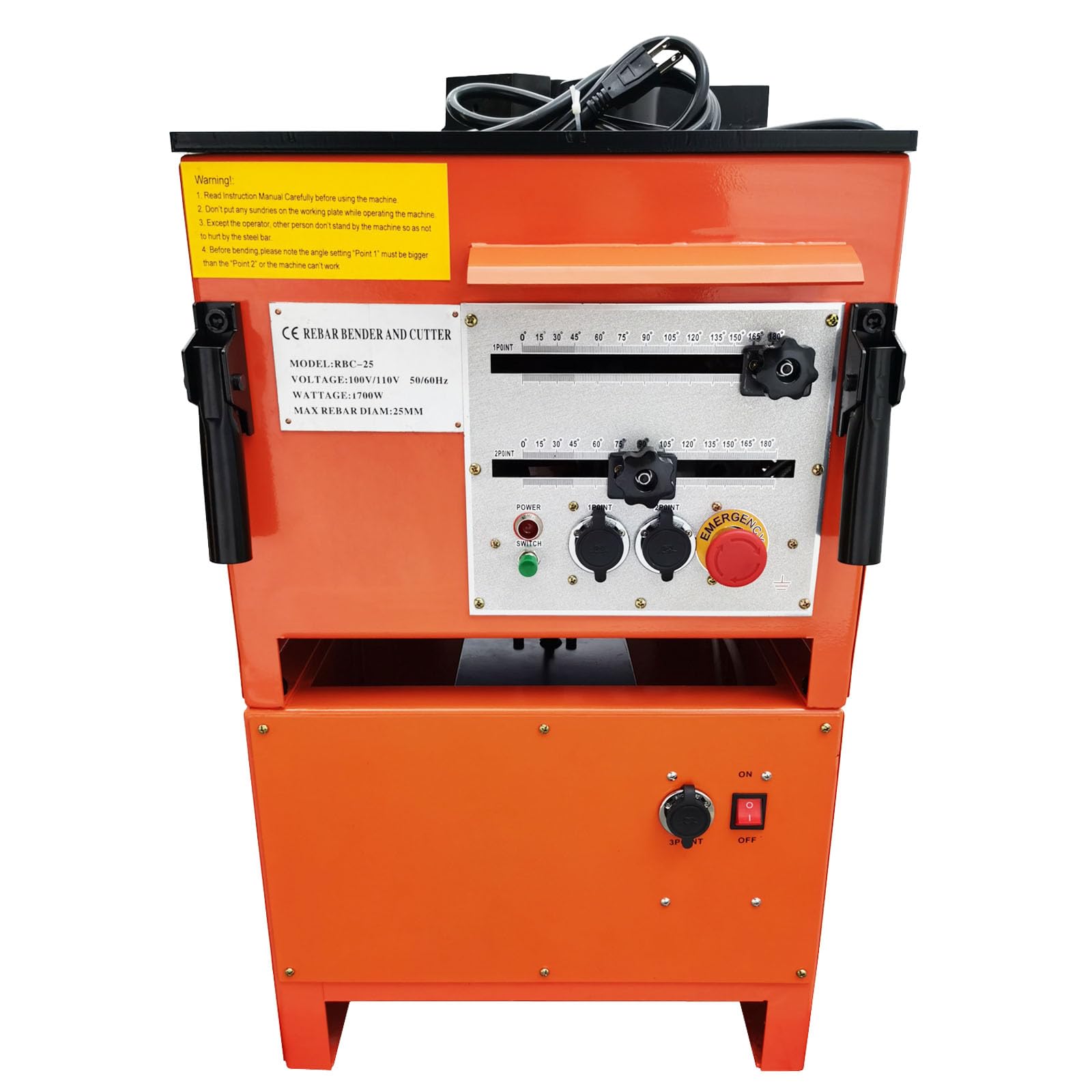 HQHAOTWU Electric Rebar Bending and Cutting Machine, 1700W Electric Rebar Bender 1''/25 mm Max Rebar Diameter with Foot Pedal Rebar Bending Angle 0-180°