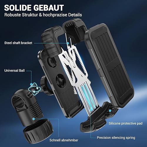 Miniatura 3 de Soporte para teléfono celular de bicicleta, ajustable en 360 grados, montaje rápido, soporte para manillar de bicicleta para iPhone 16, 15, 14 Pro