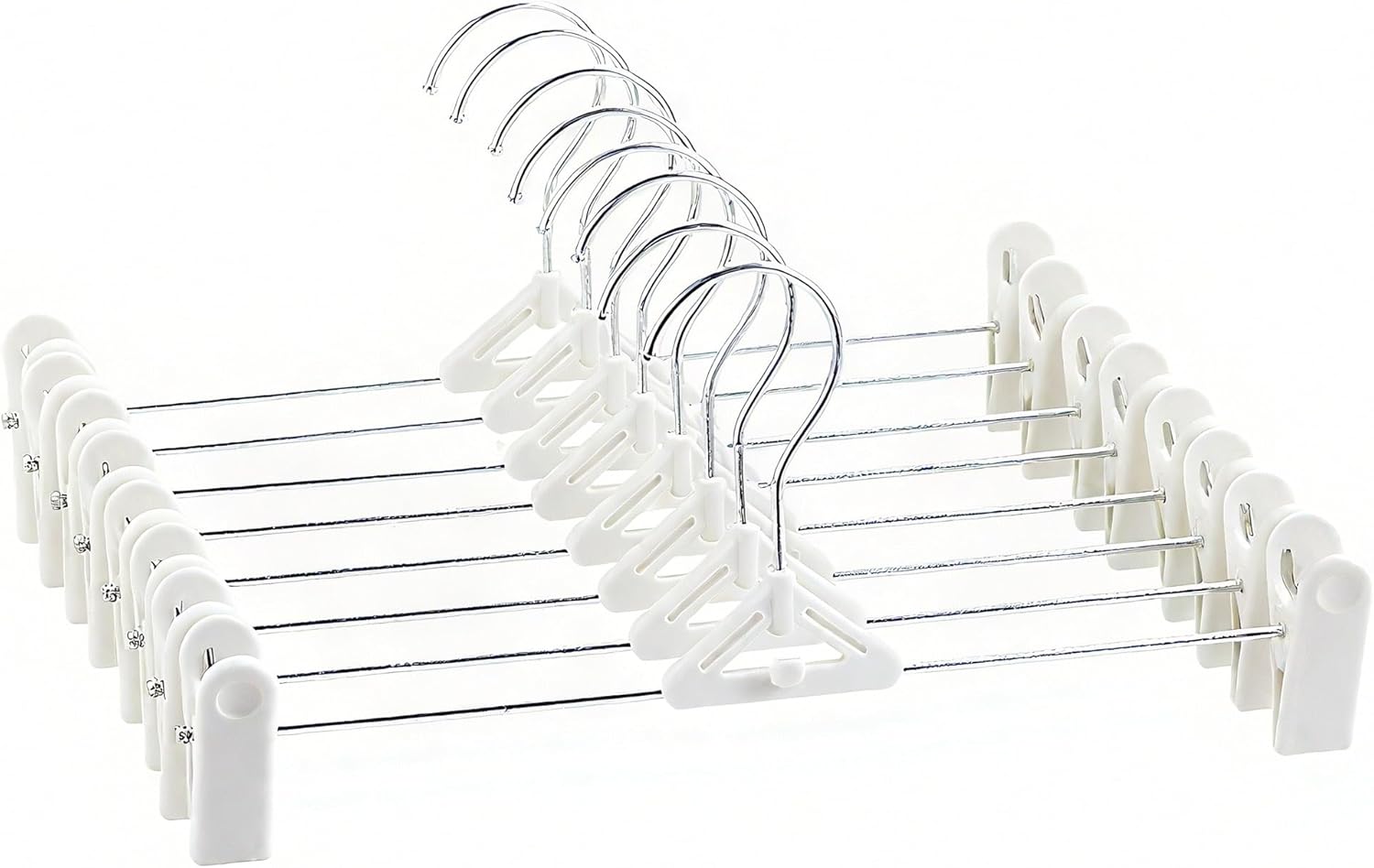 Pants Hangers with Clips, Black Shorts Hangers - Heavy Duty for Men Women - Stackable Space Saving - Adjustable Skirt Hangers for Trousers Jeans Shorts Clothes