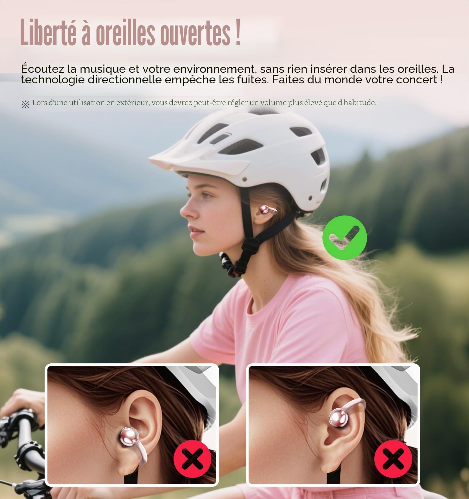 King Lucky Écouteurs à Clipser sans Fil Bluetooth 6.0 avec Micro, 50 Heures de Lecture, Suppression du Bruit, étanche, Confortable pour Les porteurs (Rose, Standard)