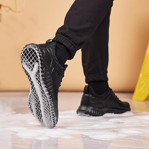 Miniatura 6 de SHULOOK Men's Non Slip Work Shoes Lace Up Slip Resistant Sneakers Waterproof Food Service Kitchen Chef Restaurant Slip On Walking Shoes Lightweight