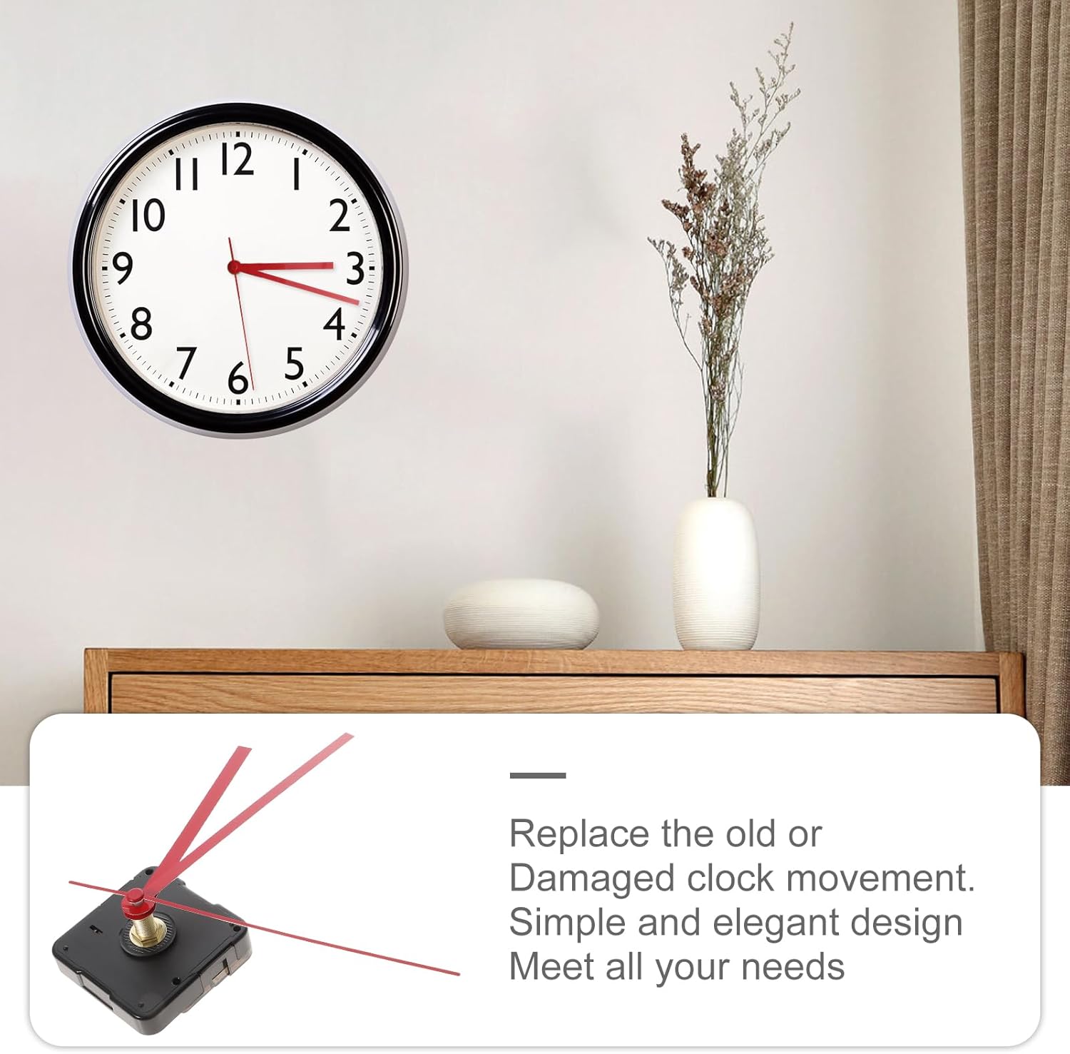 Clock Mechanism Replacement, Quartz Clock Movement Mechanism Replacement Battery Operated DIY Repair Parts Replacement