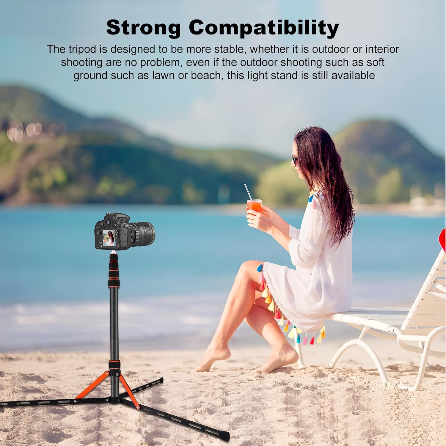 Soonpho Portable Light Stand Adjustable 7ft Carbon Fiber Lighting Tripod Stand with 180° Reversible Leg Tripod Light Photography Maximum Height of 86.5”/220cm for Flash Softboxes Camera
